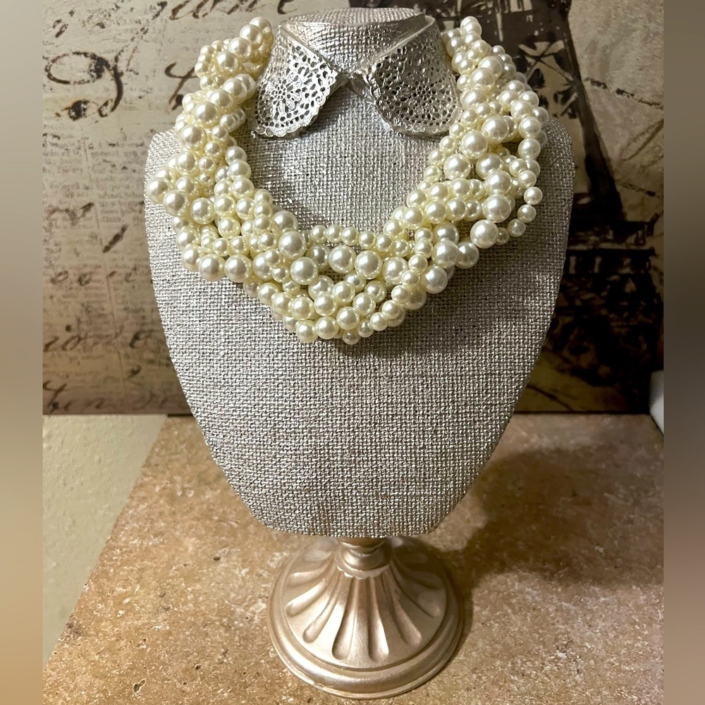 PEARL IMITATION ELEGANT MULTILAYER NECKLACE - Picture 3 of 7